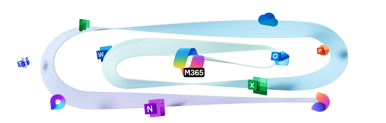 Visual representation of the Microsoft 365 application ecosystem