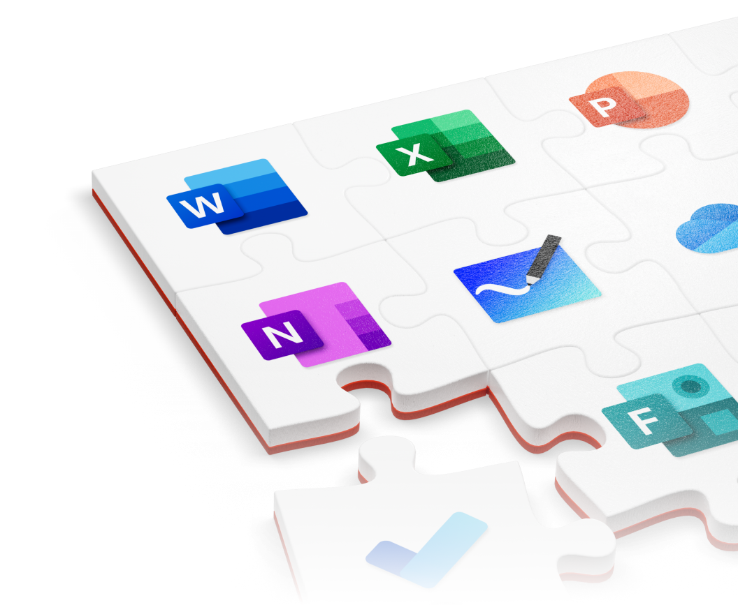 Puzzle illustration showing the interconnectedness of applications within Microsoft 365