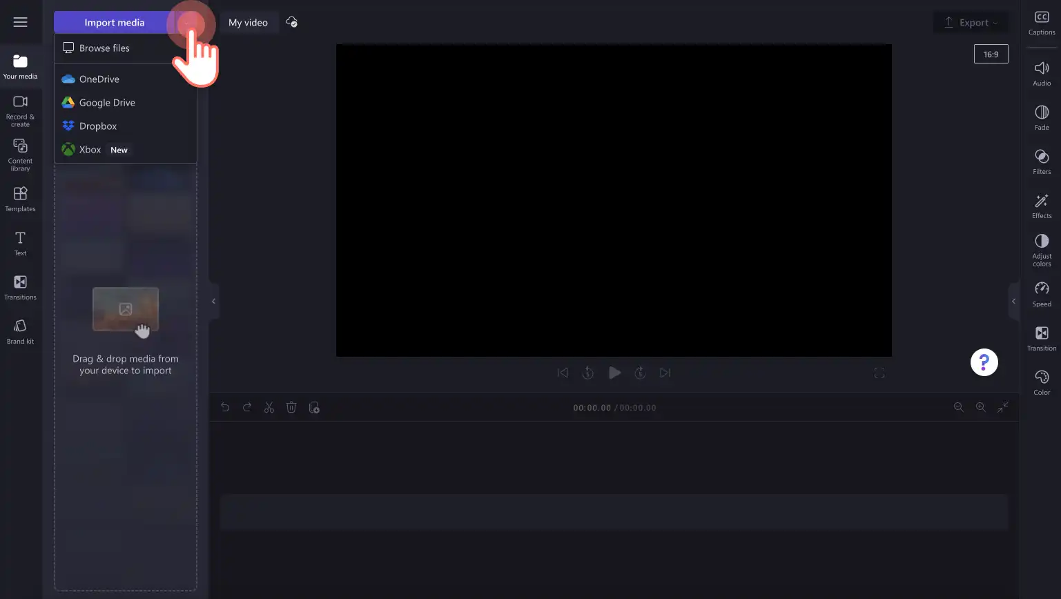 Medien importieren in Clipchamp