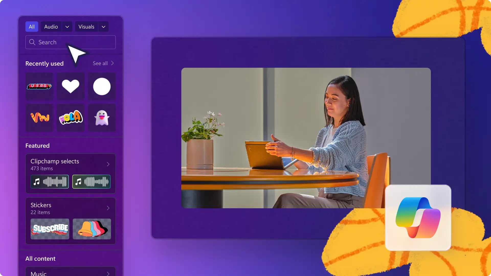 Abstract image of a woman ideating a video