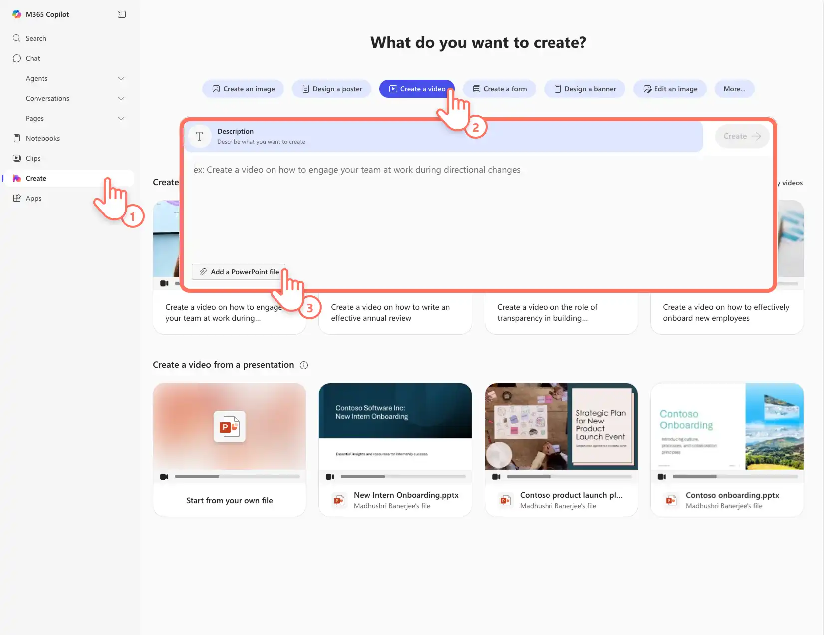 ผู้ใช้ที่เข้าสู่ Create Hub ใน Microsoft 365