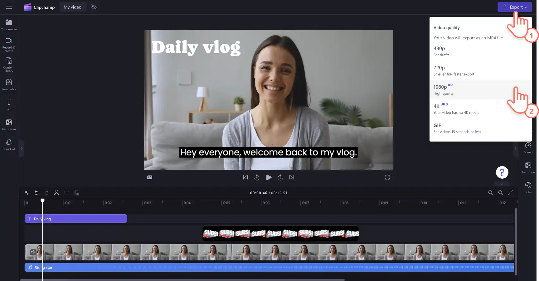 En bruker som lagrer en video i høy videooppløsning. 