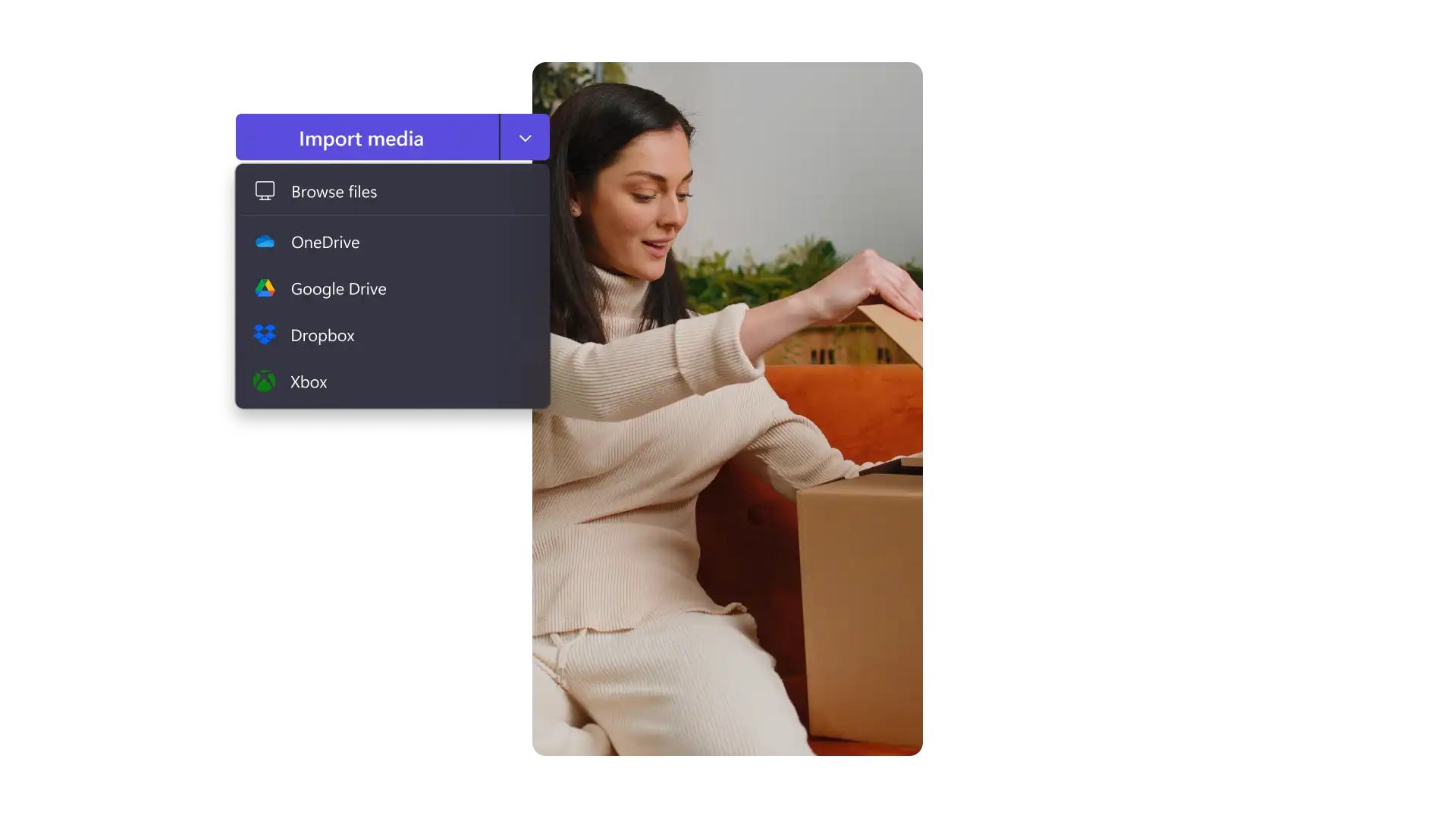 Clipchamp'de videolarınızı karşıya yükleyin veya bir video şablonu seçin