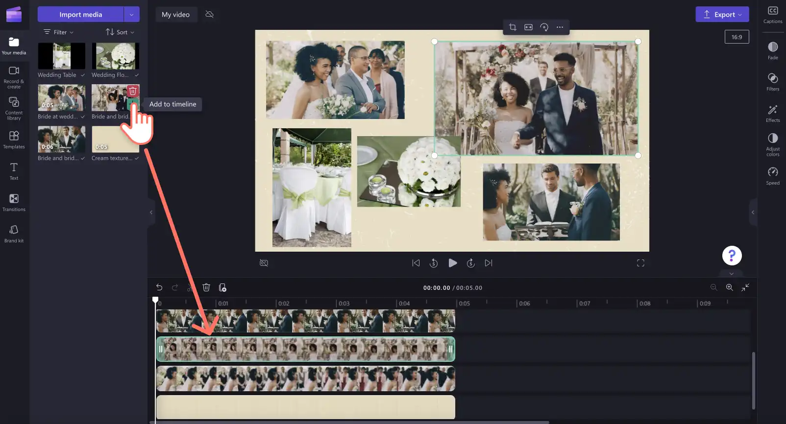 ユーザーが複数の動画を追加する様子の画像。