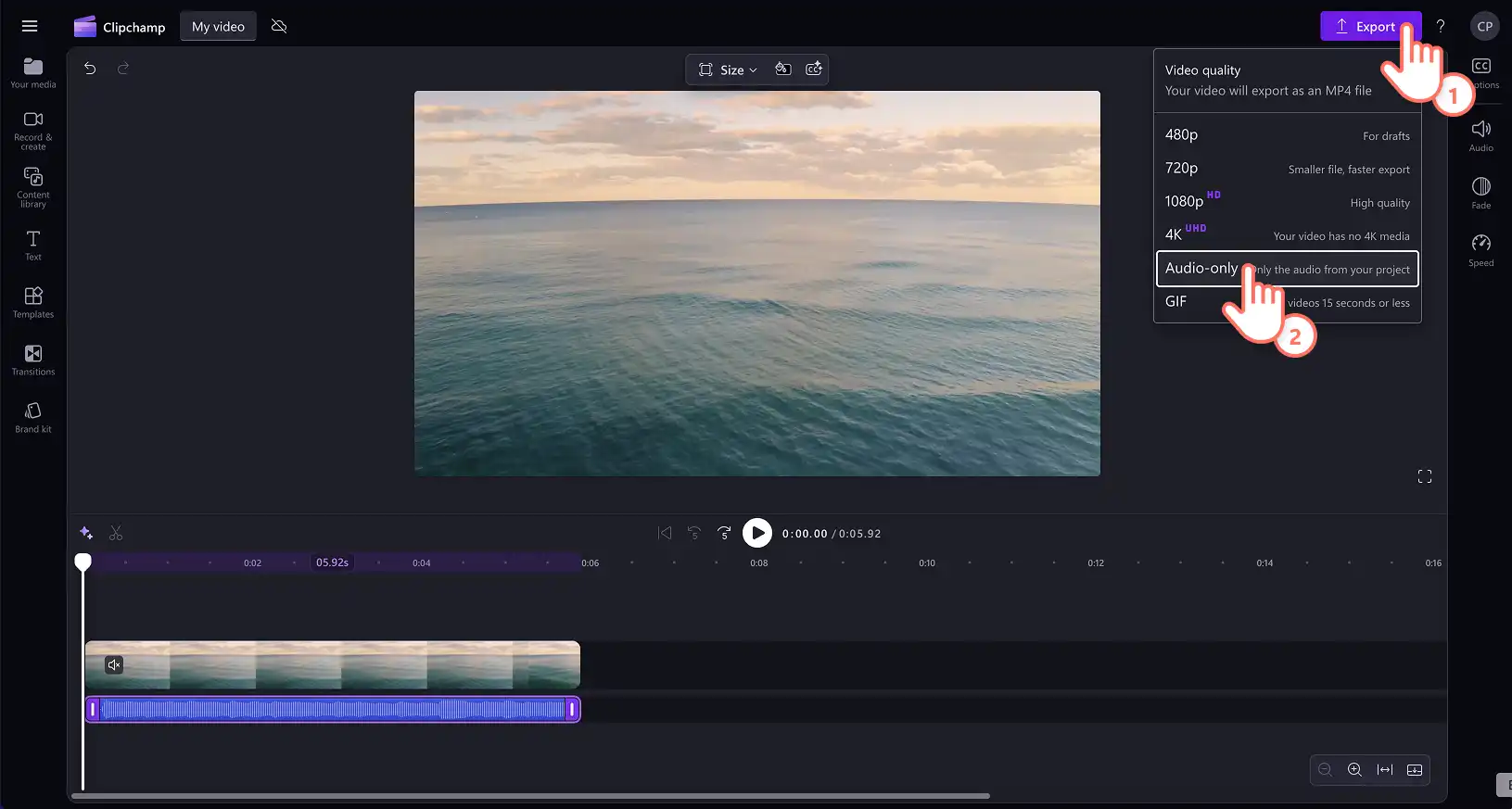 A user exporting audio only.