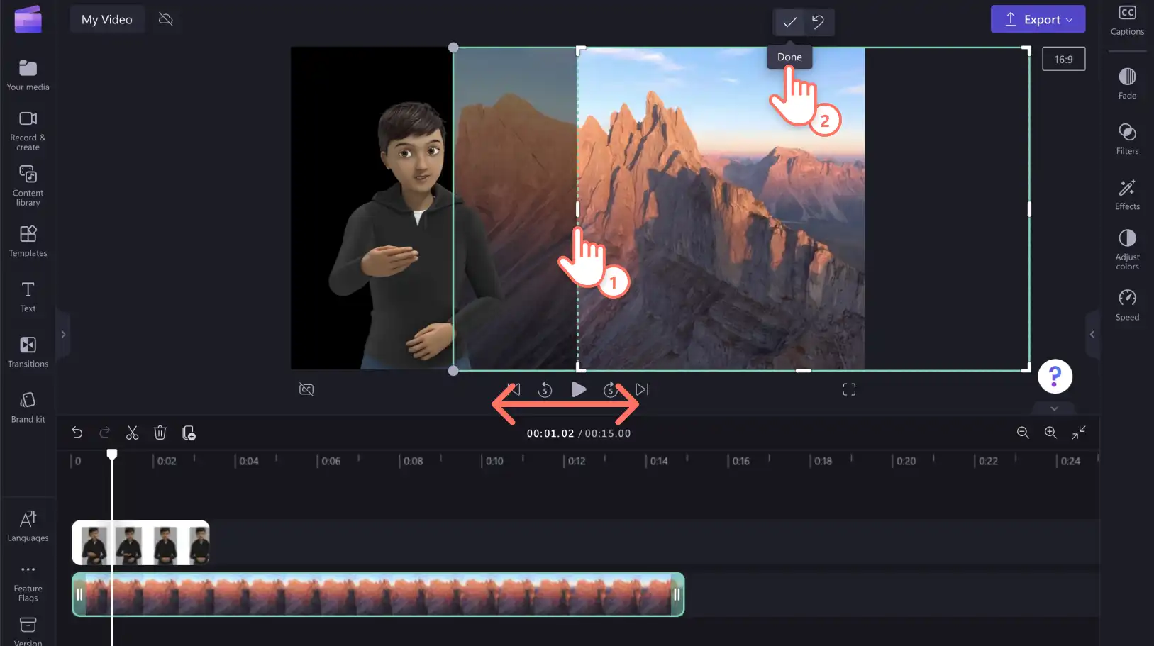 An image of a user moving the crop handles.