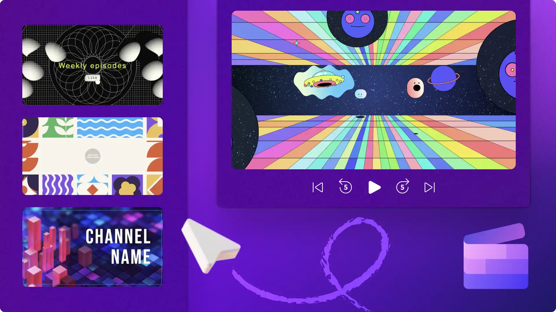 Pengguna mengedit templat video di editor video Clipchamp. 