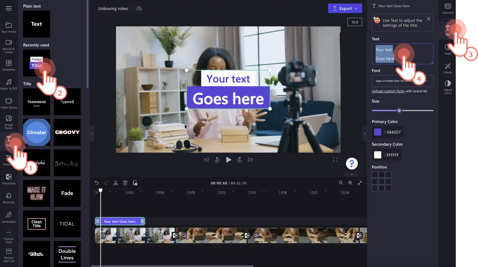 An image of a user adding text.