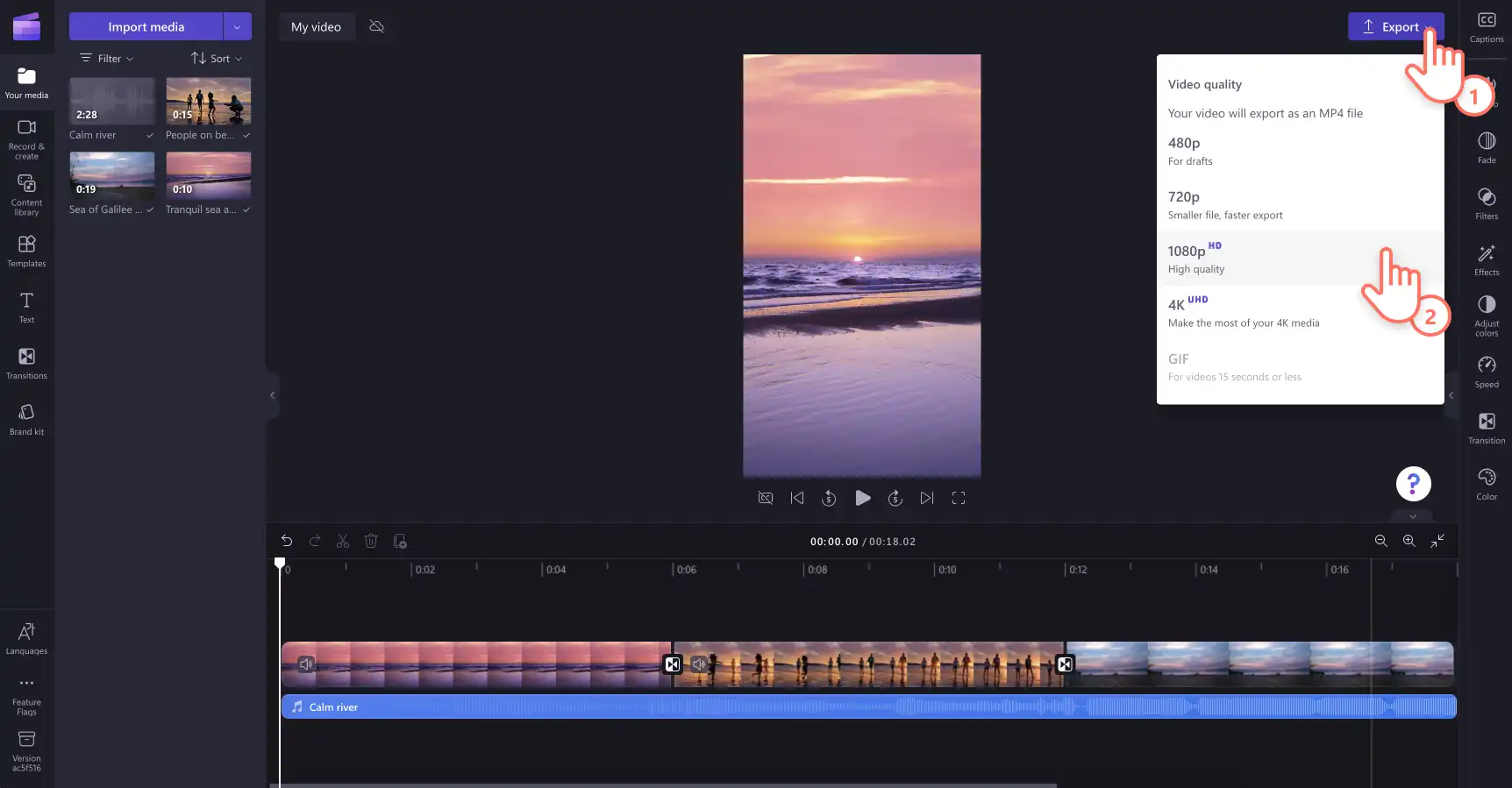 Ein Bild eines Benutzer, der sein Video speichert. 