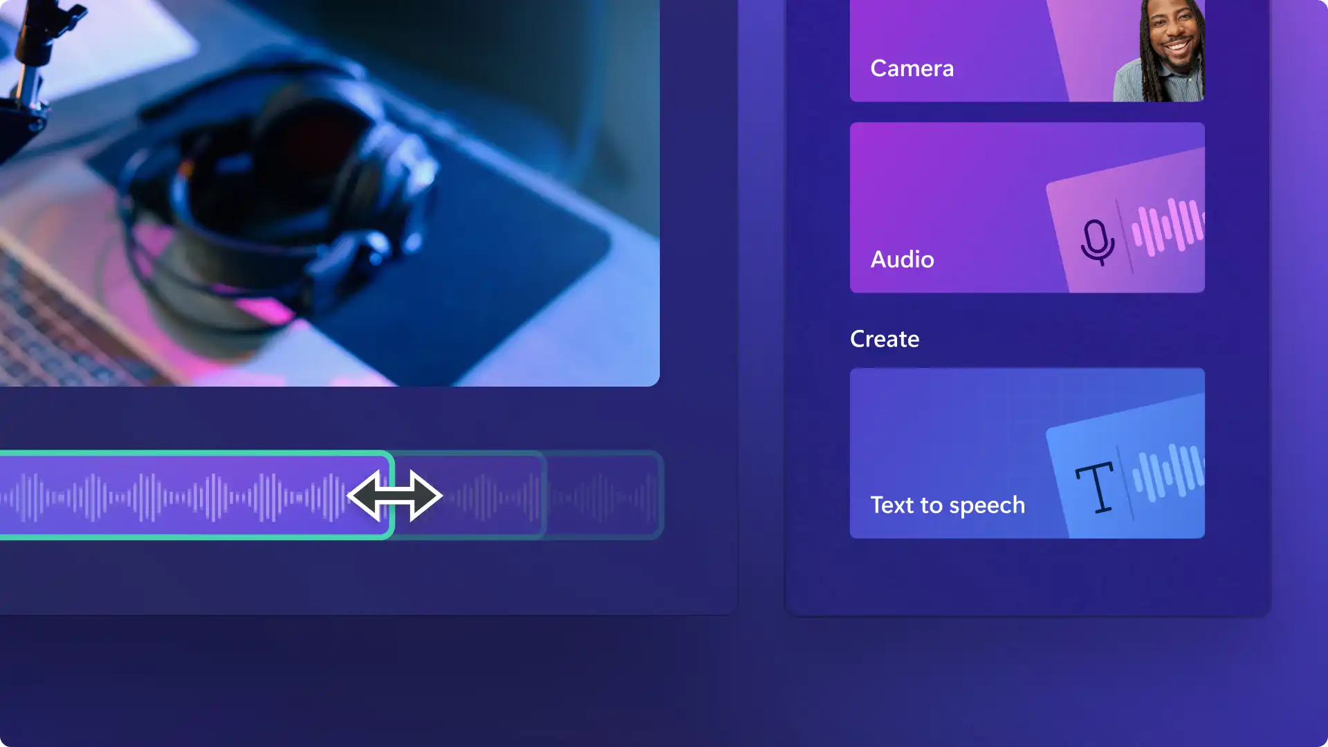 Clipchamp’te ses parçasını kırpan bir kullanıcının resmi.