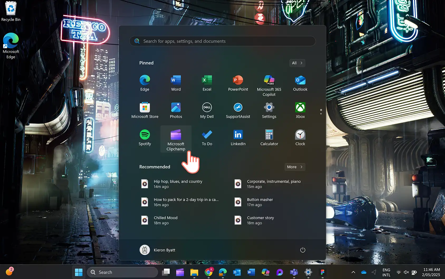 Gambar Clipchamp di menu mulai