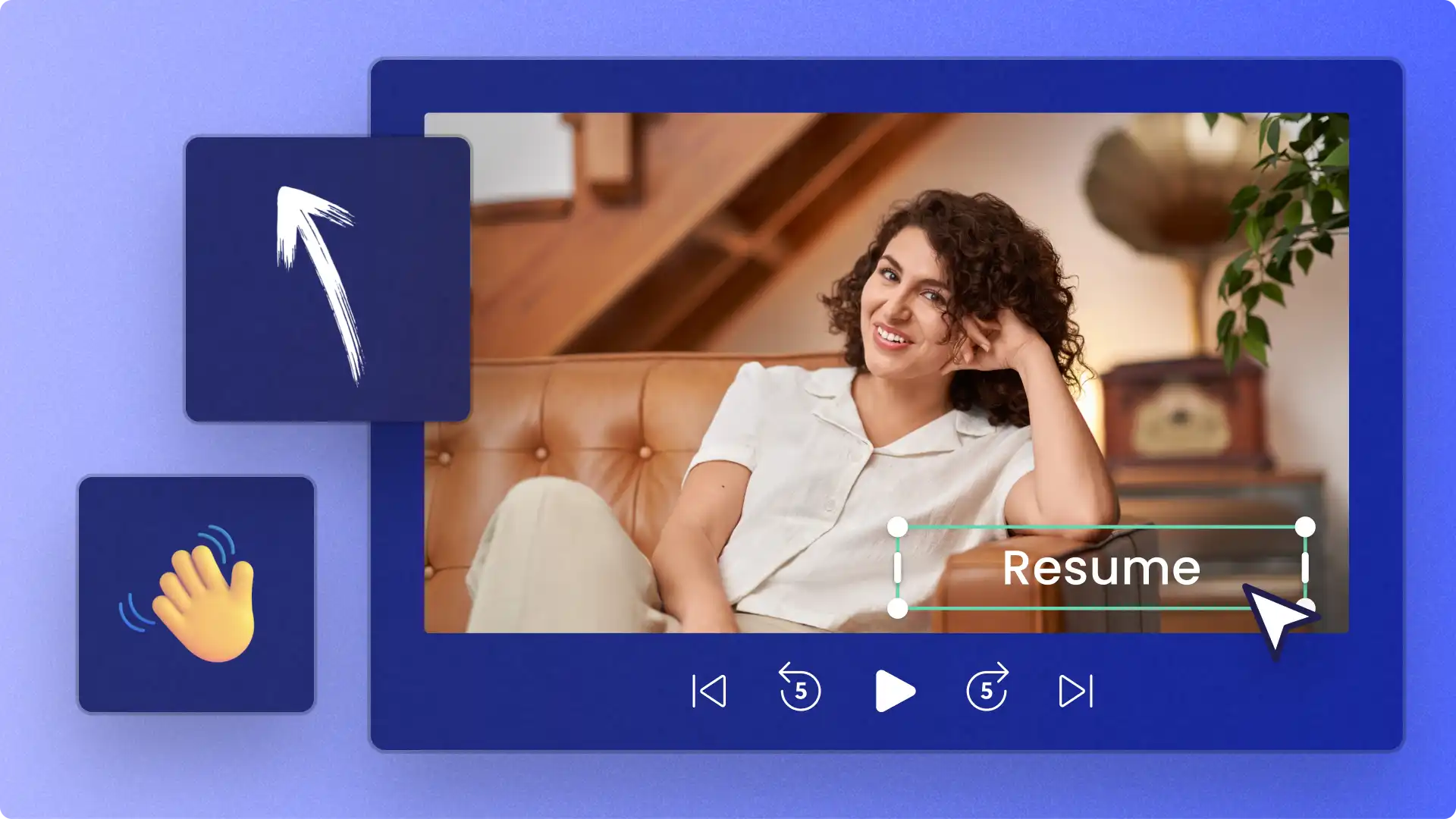 Eine Miniaturansicht eines Clipchamp-Benutzers, der einen Videolebenslauf erstellt. 