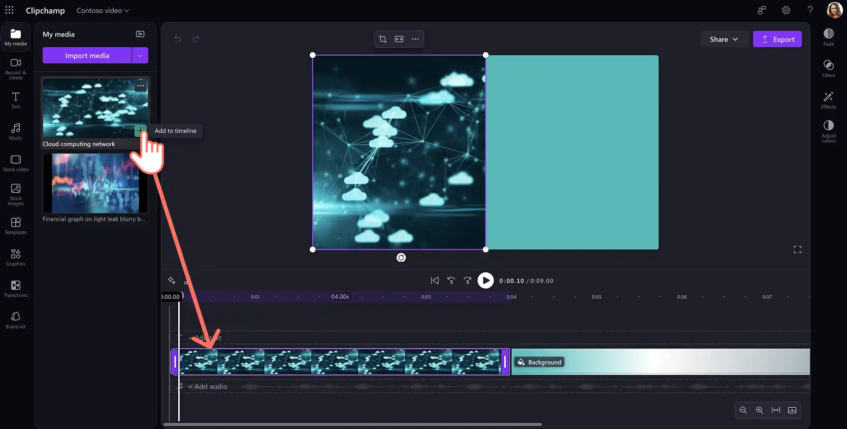 A user creating a video intro using stock videos and backgrounds