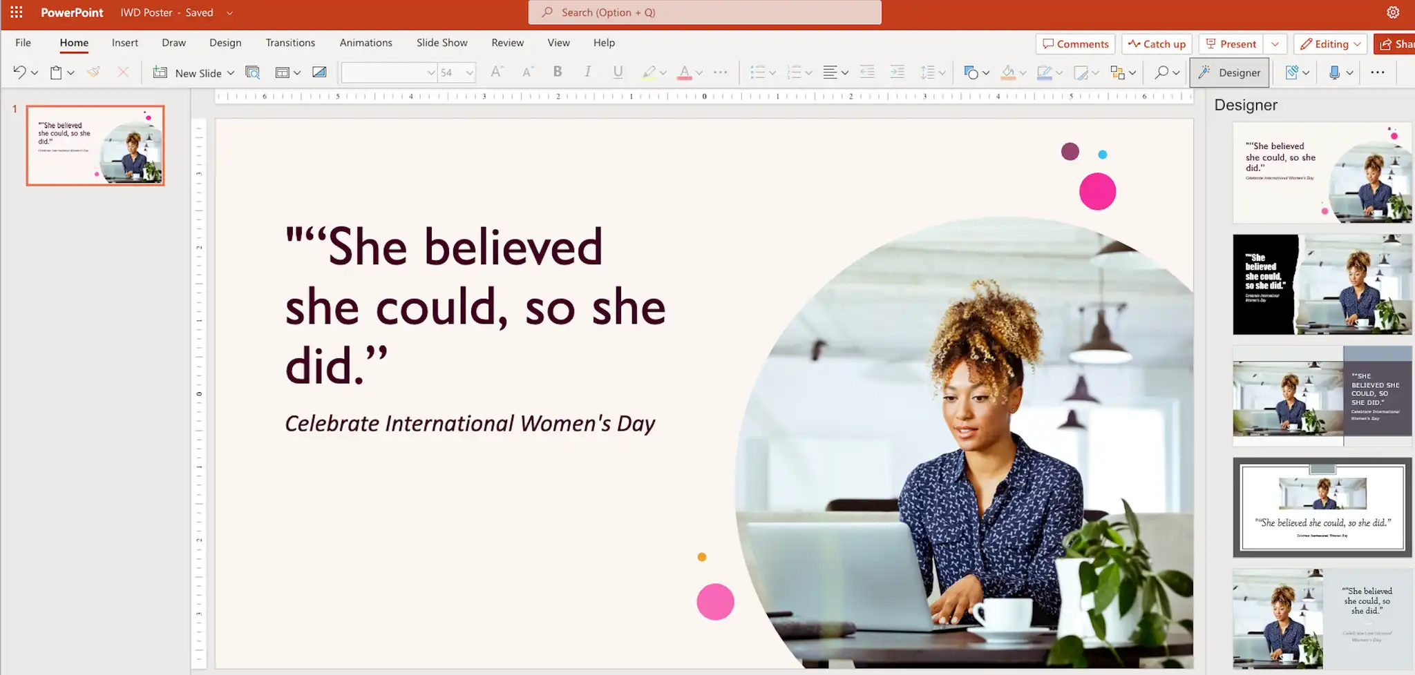 Sugerencias del diseñador de PowerPoint para crear un póster IWD 