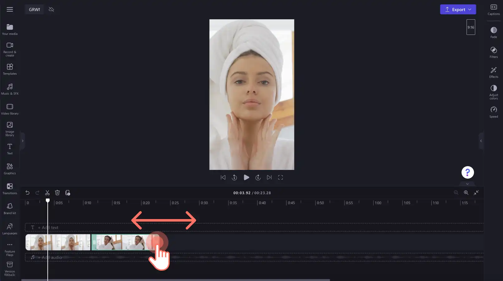 รูปภาพของผู้ใช้ที่ตัดแต่งวิดีโอบนไทม์ไลน์