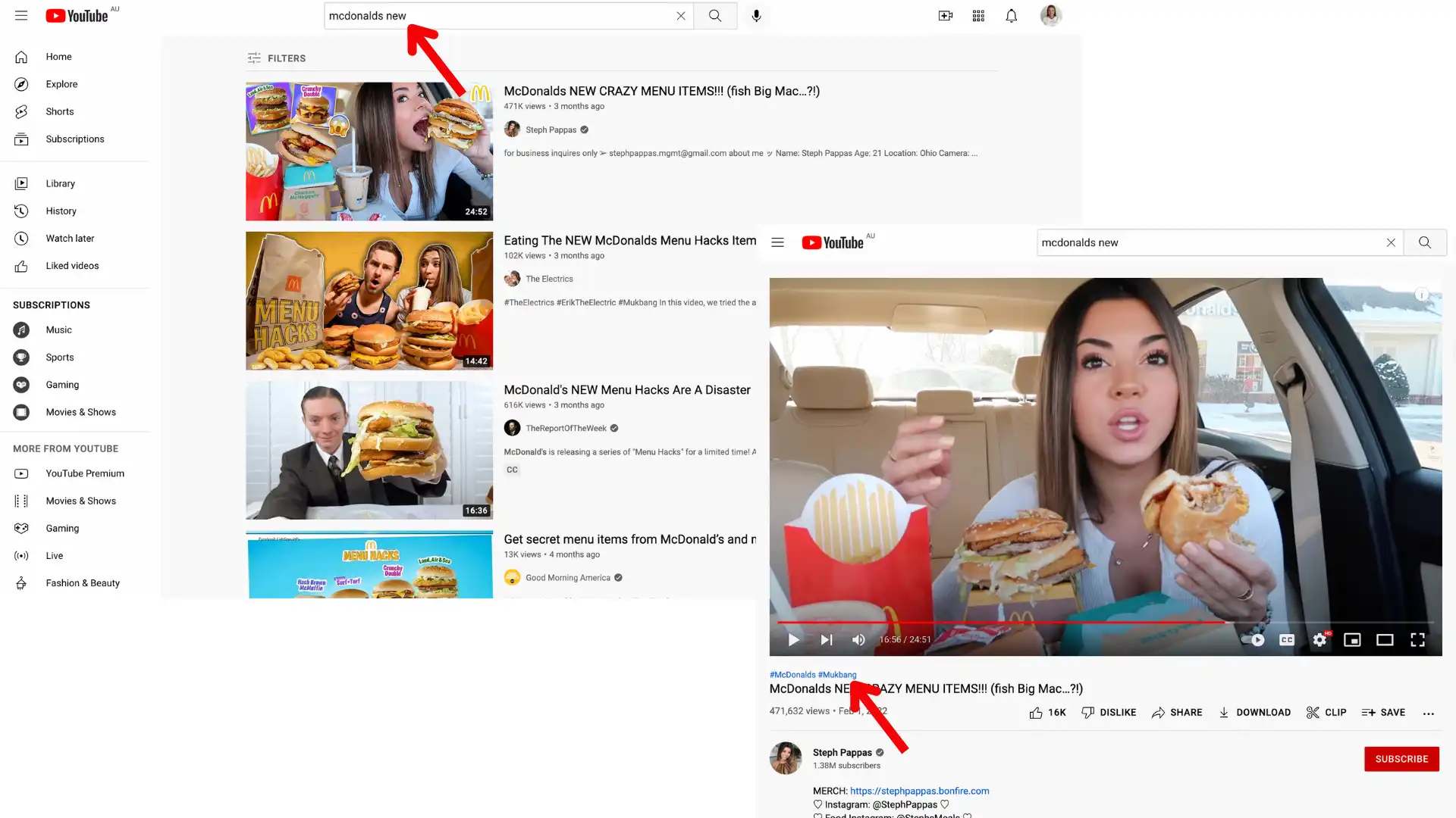 Kuva haetuista YouTube-tunnisteista