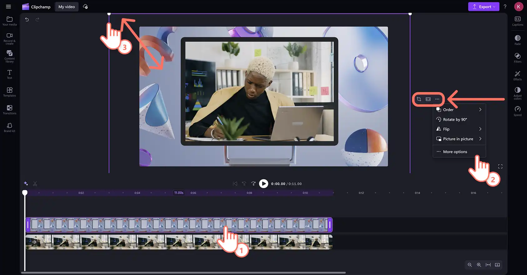 A user customizing a frame overlay in Clipchamp video editor.