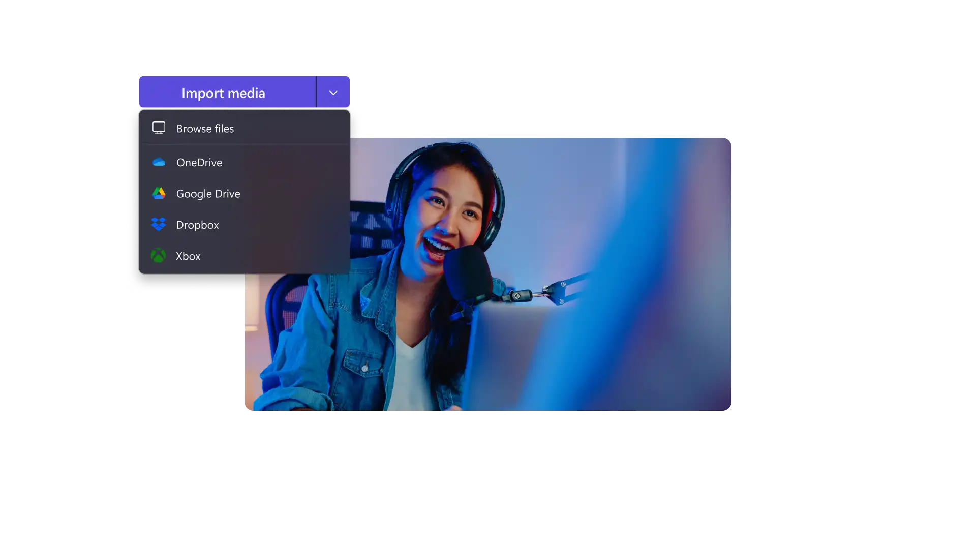 ビデオをアップロードするか、Clipchampでビデオ テンプレートを選択します。