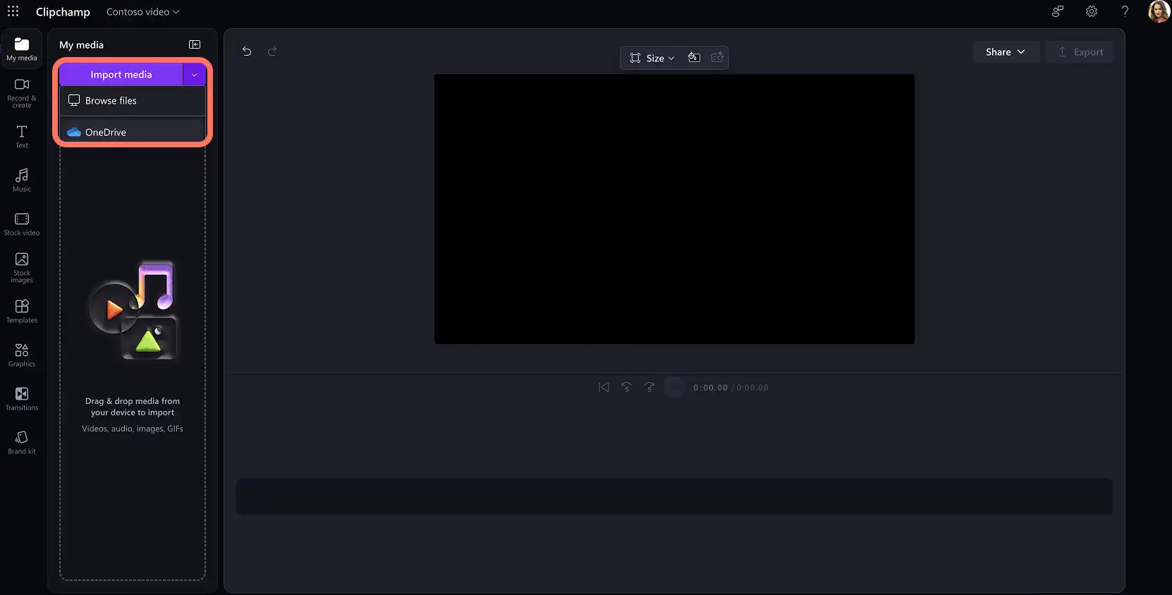 A user importing images and videos into Clipchamp