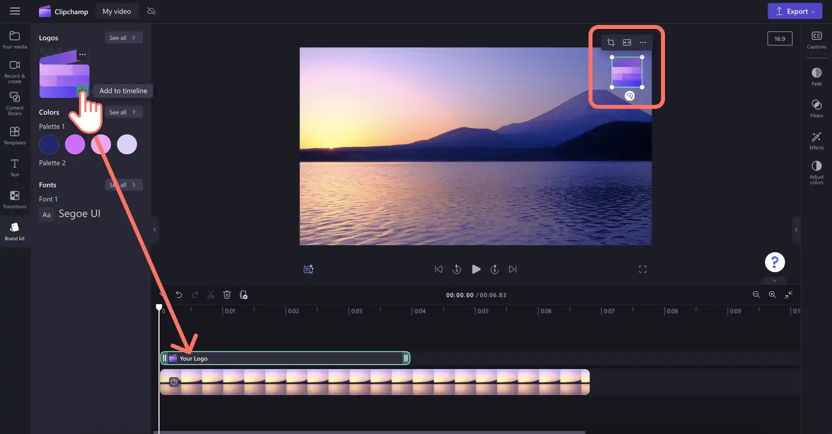 Obraz przedstawiający użytkownika dodającego logo na osi czasu. 