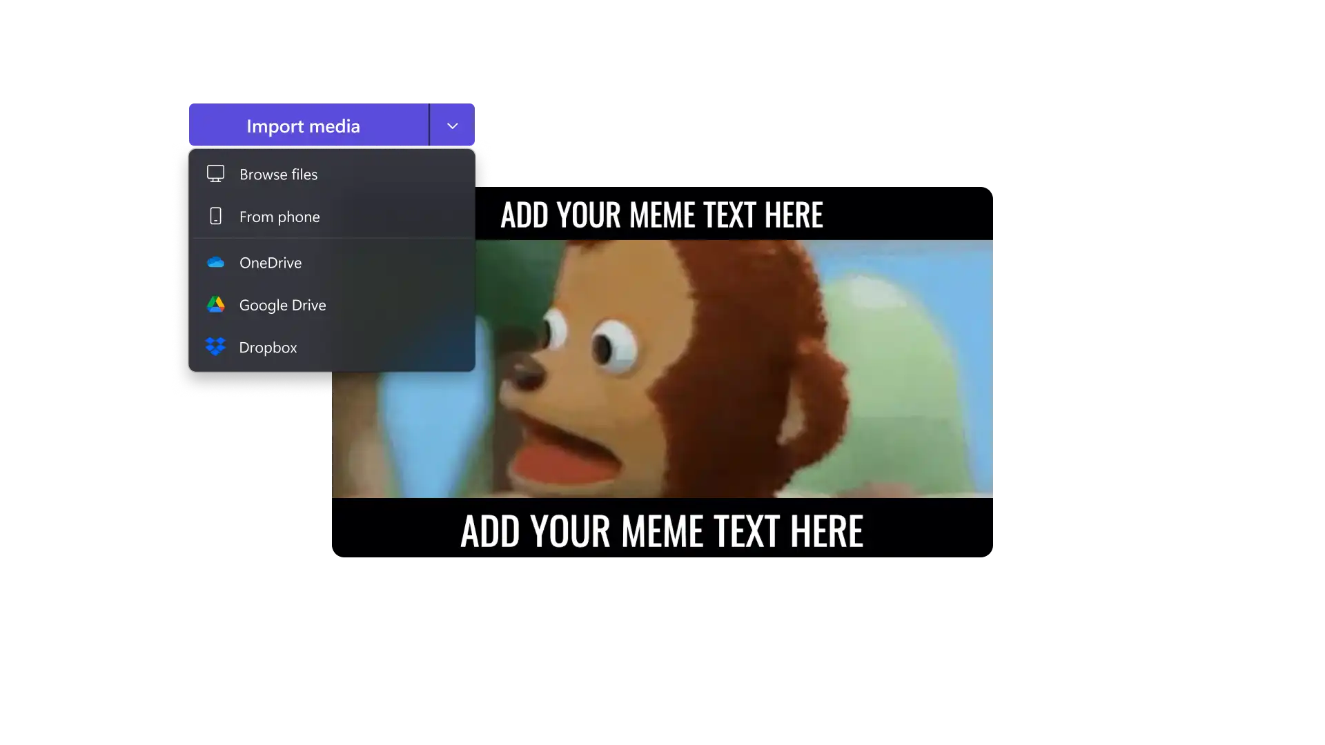 Mulakan dengan templat meme dalam Clipchamp