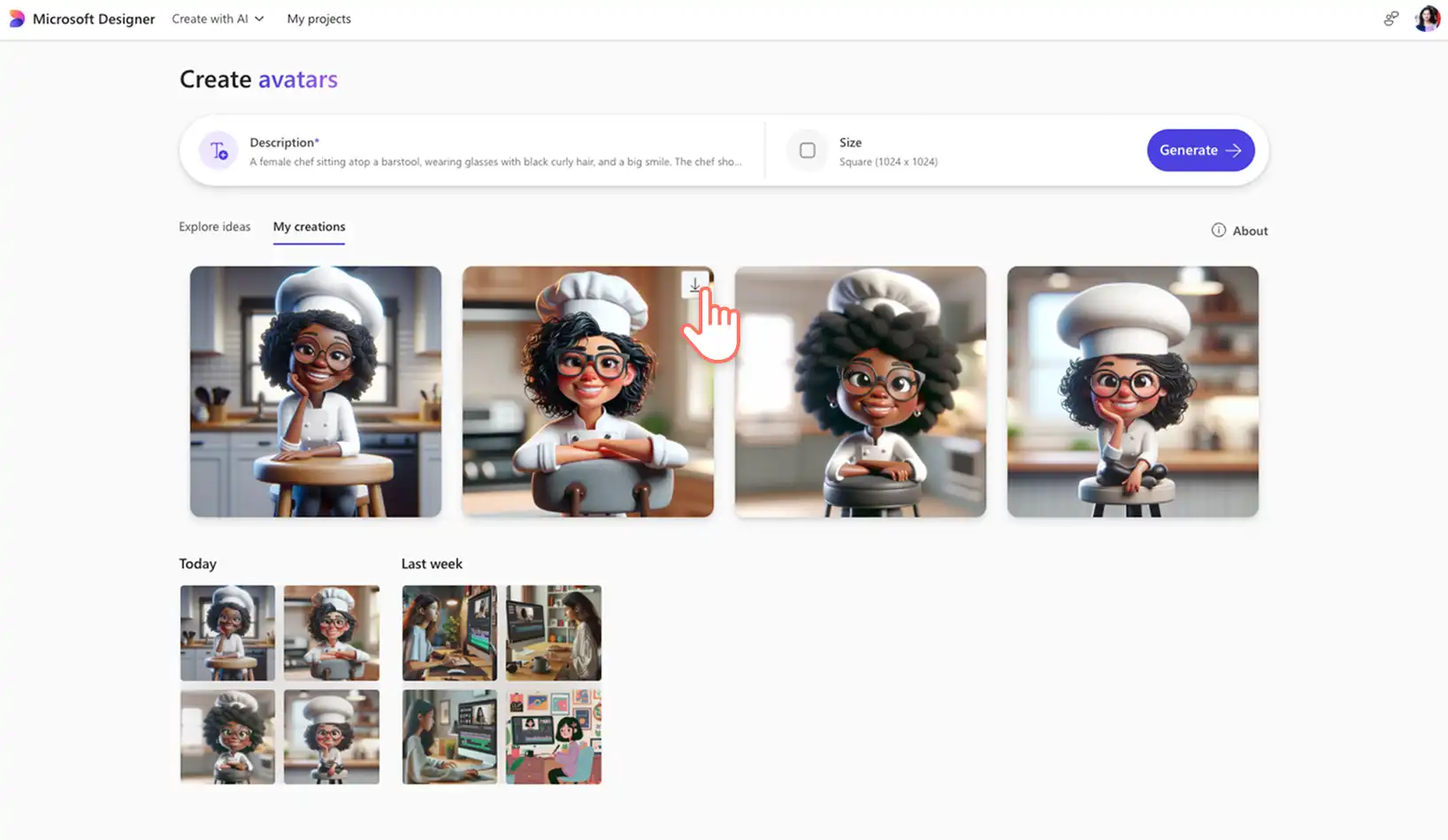 Pengguna mengunduh gambar yang dibuat AI dari Microsoft Designer