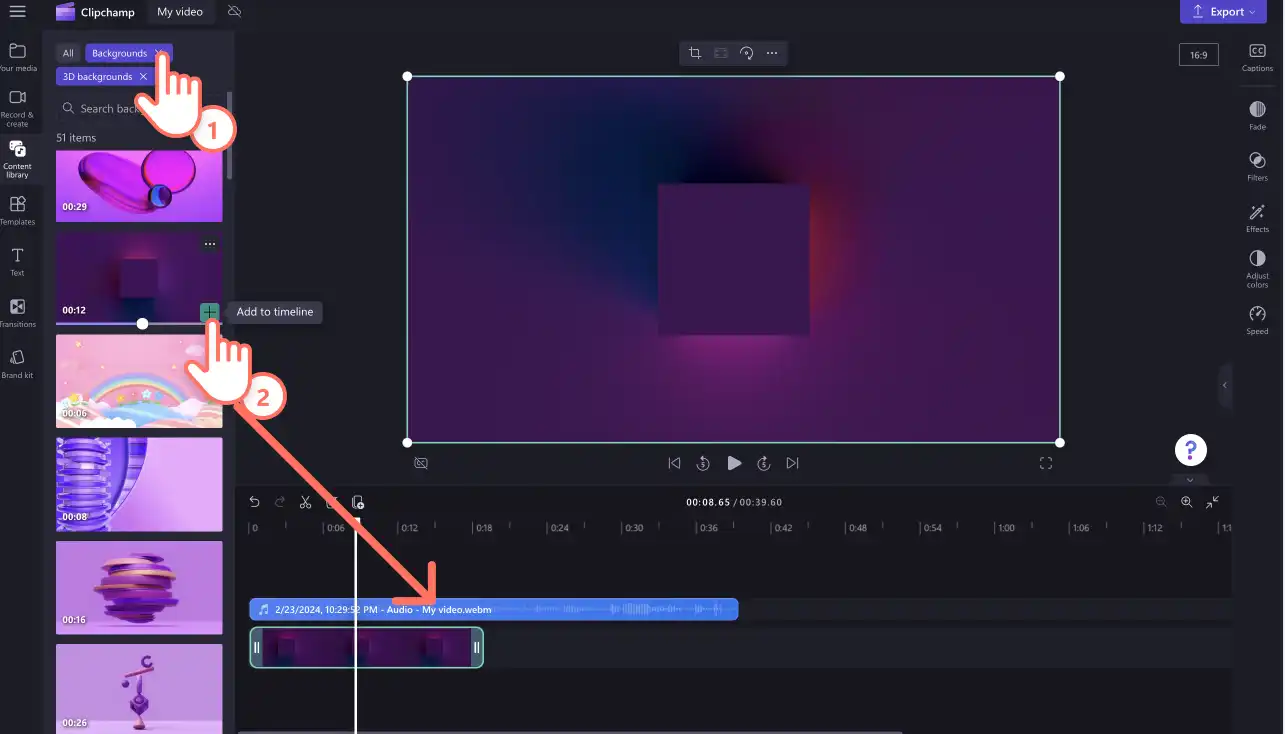 Een podcastvideo maken met audiovisualisatie - stap 2B
