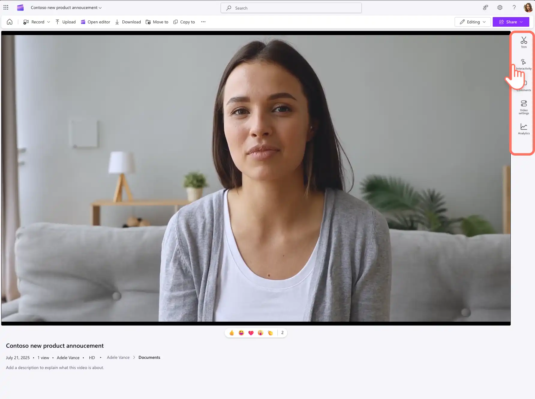 Clipchamp 비디오 재생 이미지