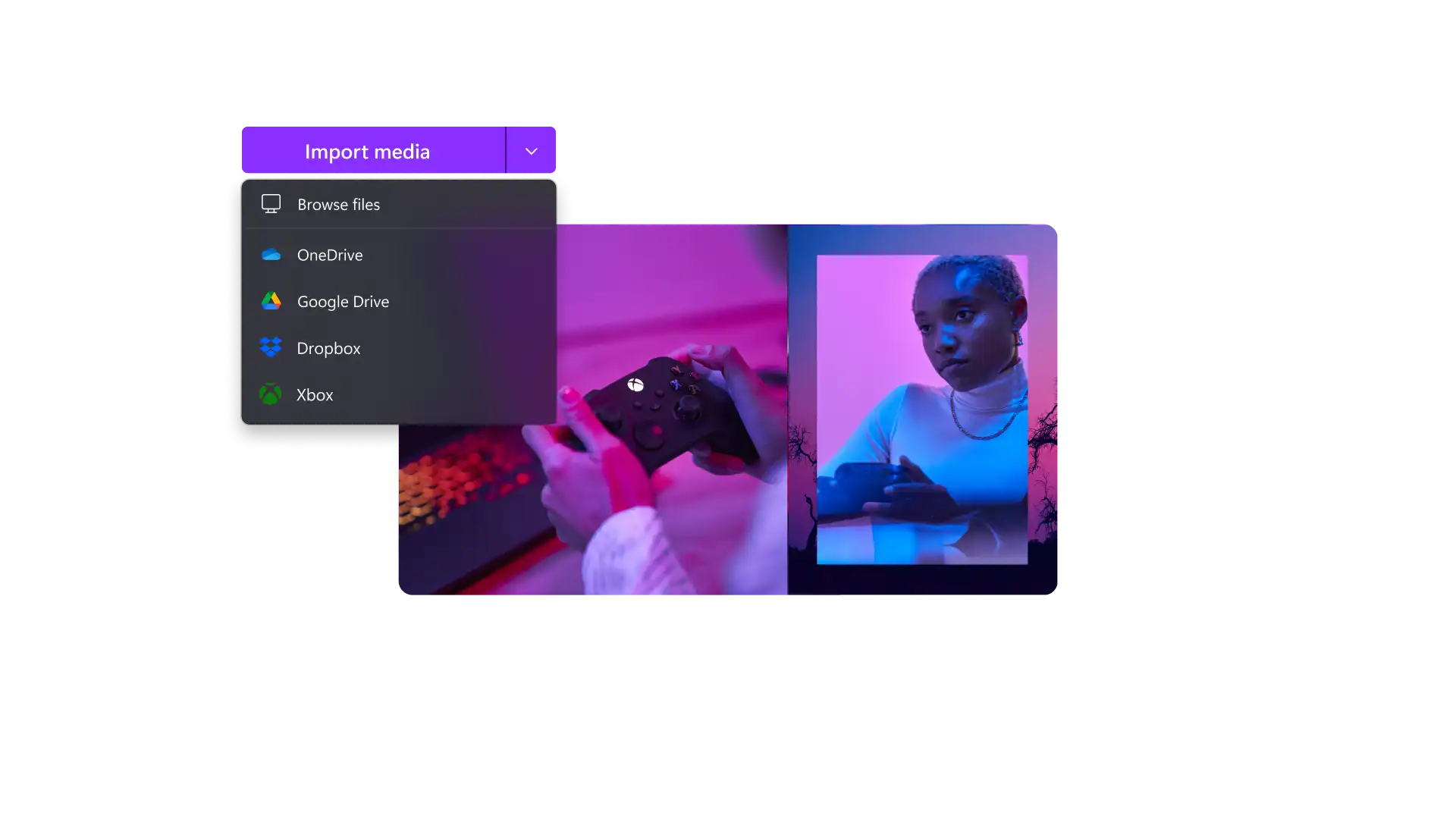 用户向Clipchamp模板添加常用媒体或自己的视频