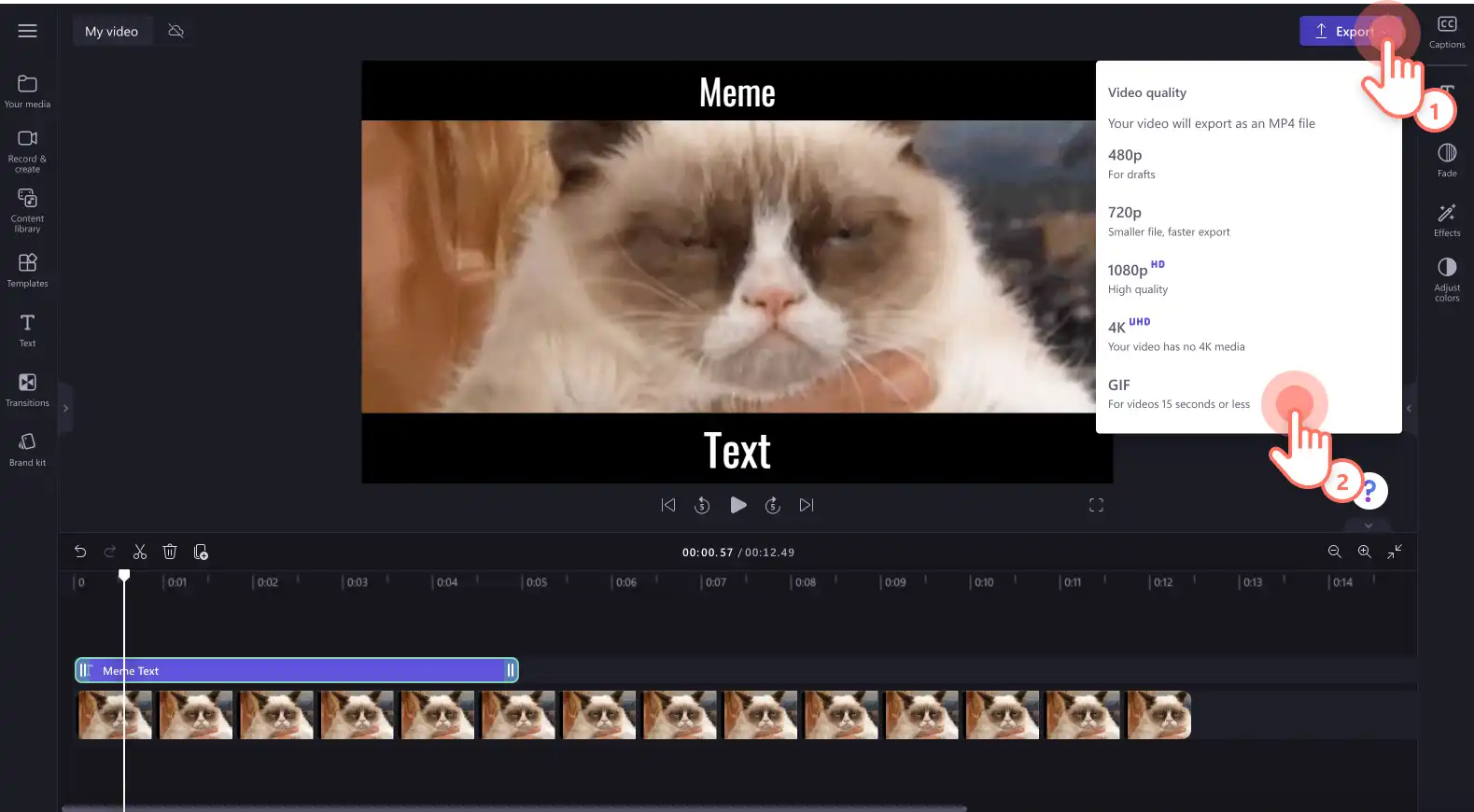 Image d’un utilisateur enregistrant sa vidéo au format GIF. 