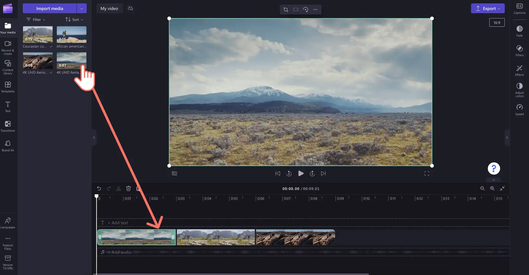 Image d’un utilisateur ajoutant une vidéo à la chronologie.
