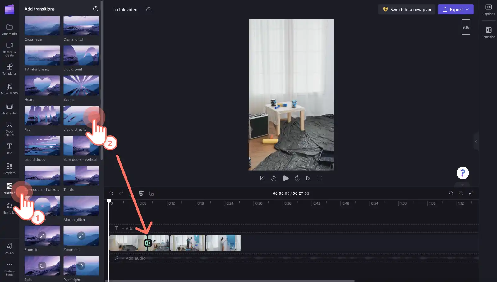 Clipchamp video düzenleyicisi ile TikTok videosu oluşturma - adım 2