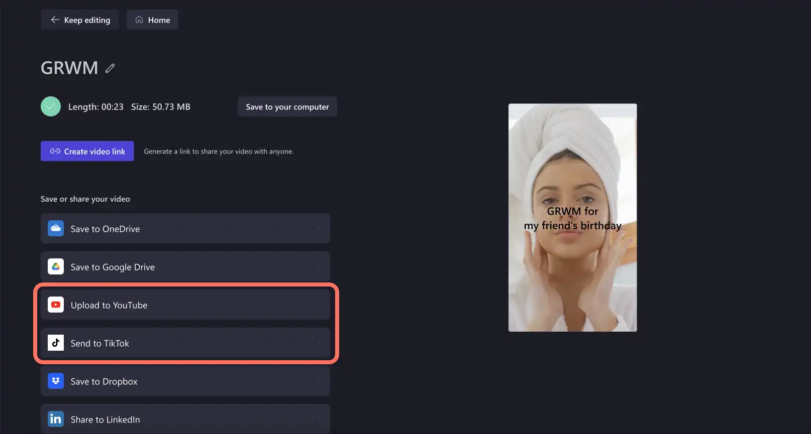รูปภาพของผู้ใช้ที่ส่งออกด้วยการรวม YouTube และ TikTok