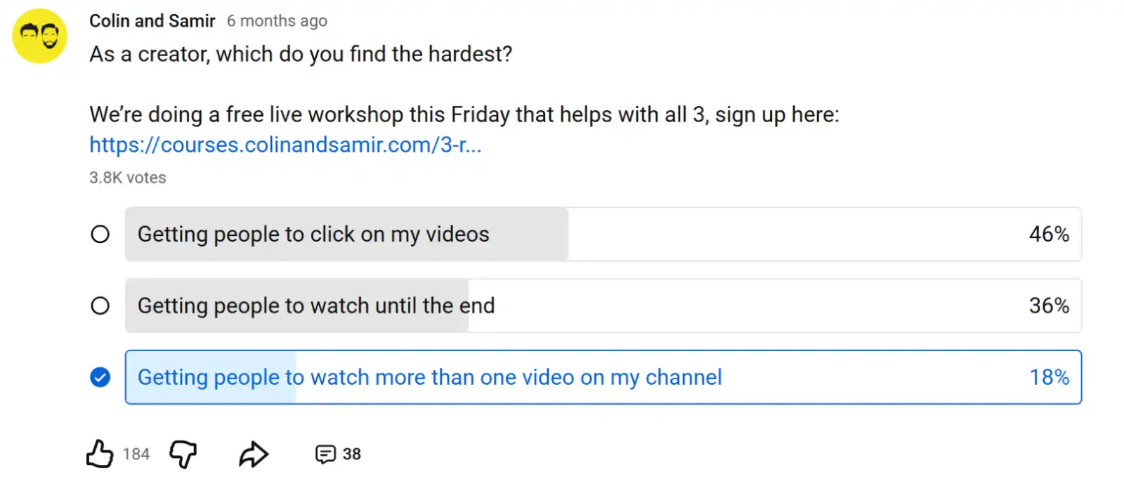 An image of YouTube polls.