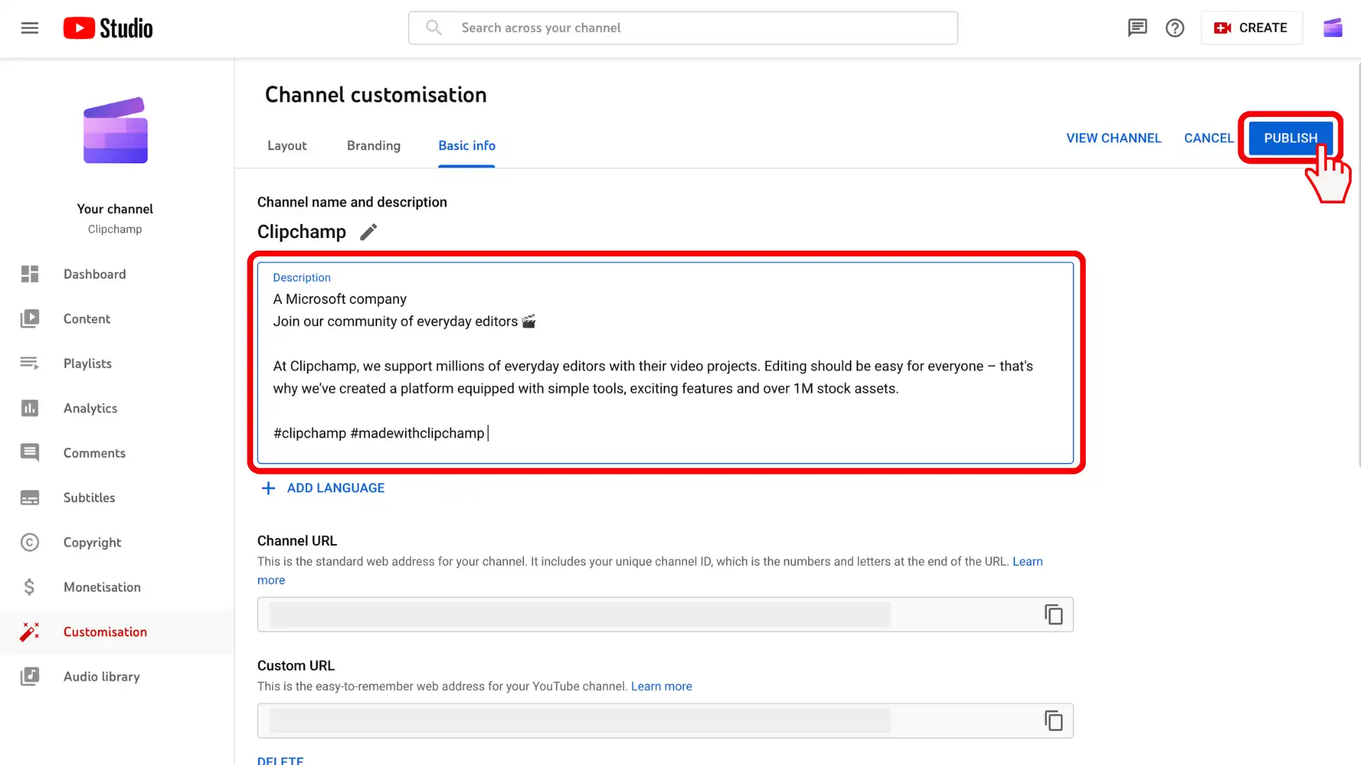 La guía definitiva para las descripciones de YouTube: paso 3 del canal