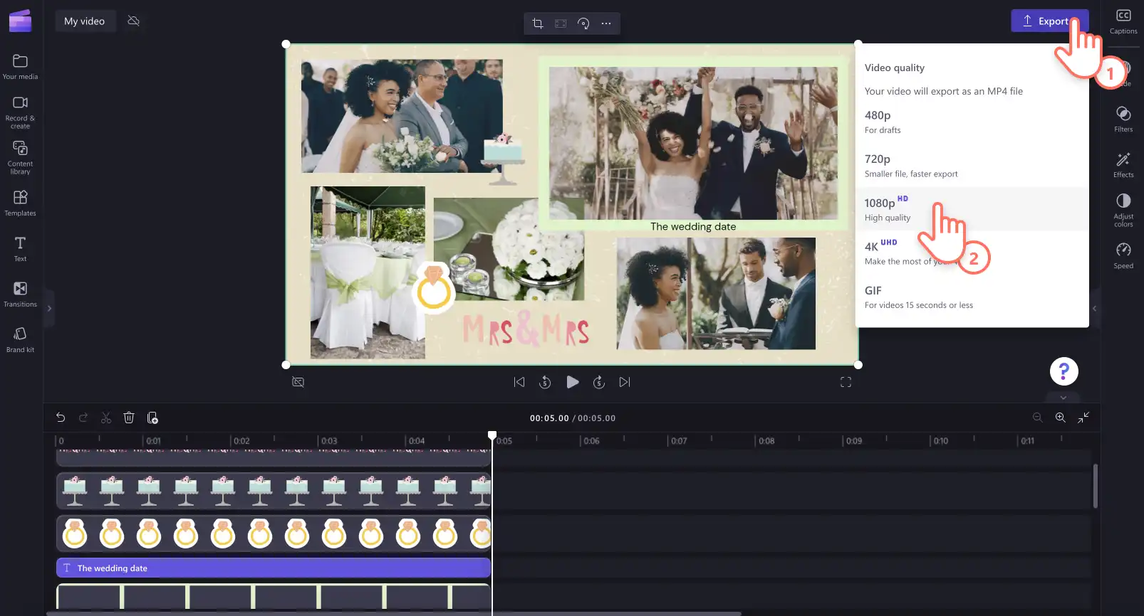 ユーザーが動画をエクスポートする様子の画像。