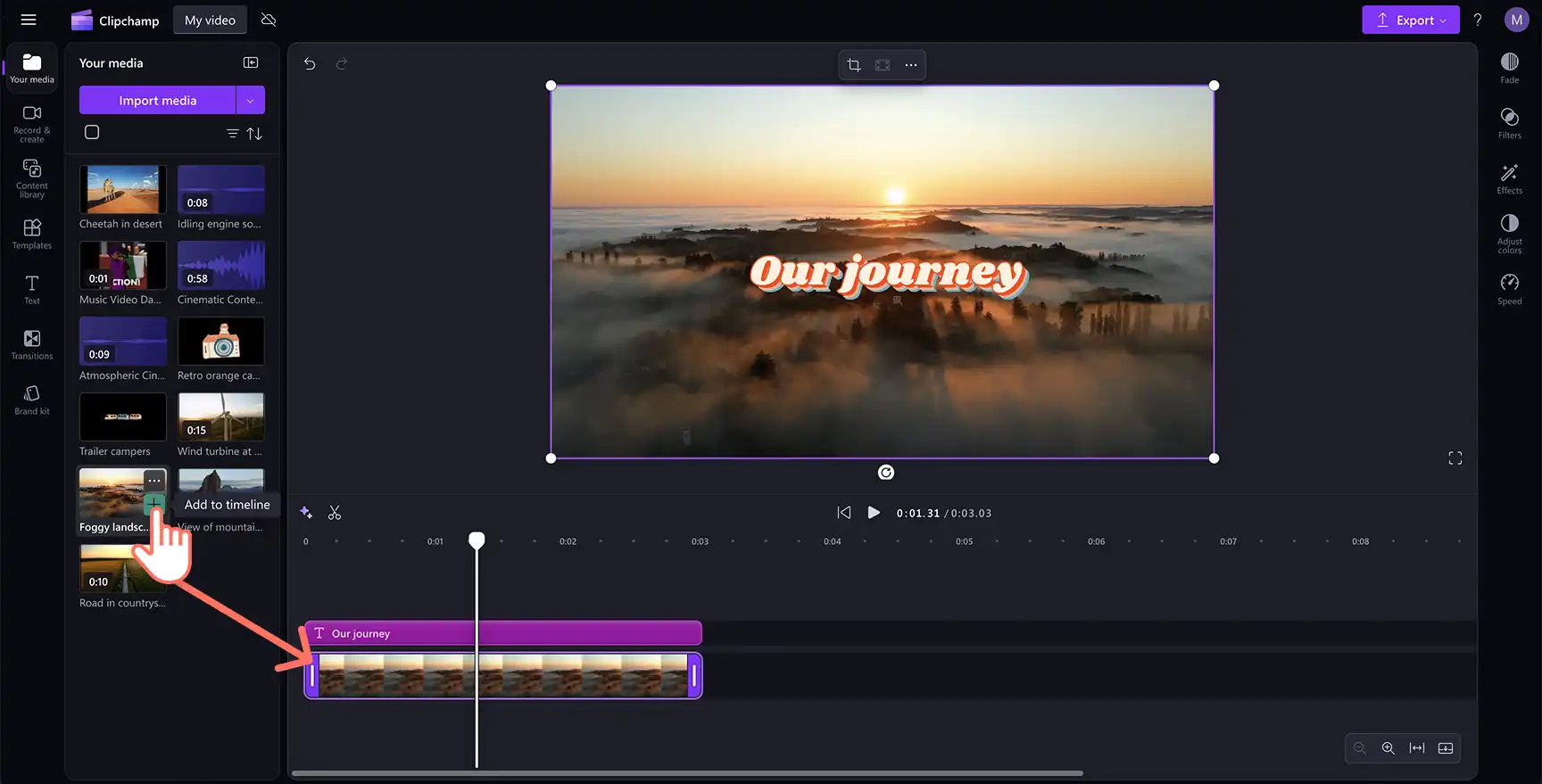 En bruger, der opretter en slideshow-video i Clipchamp.