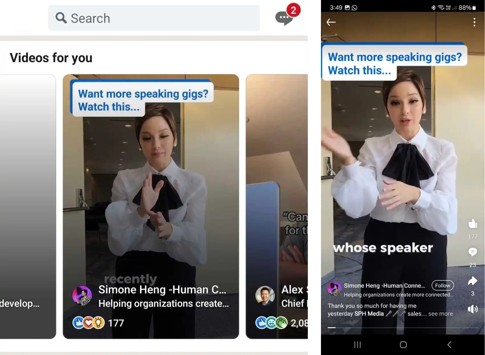 Cuplikan layar video LinkedIn Shorts.