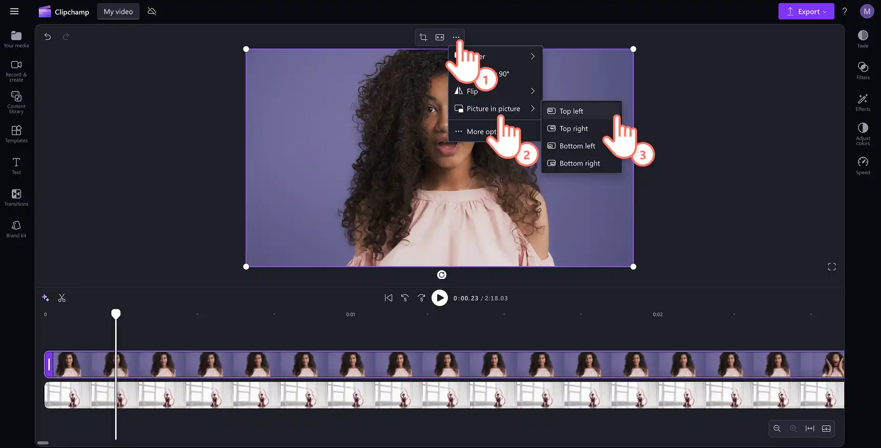 O imagine cu un utilizator care face clic pe colțurile videoclipului. 