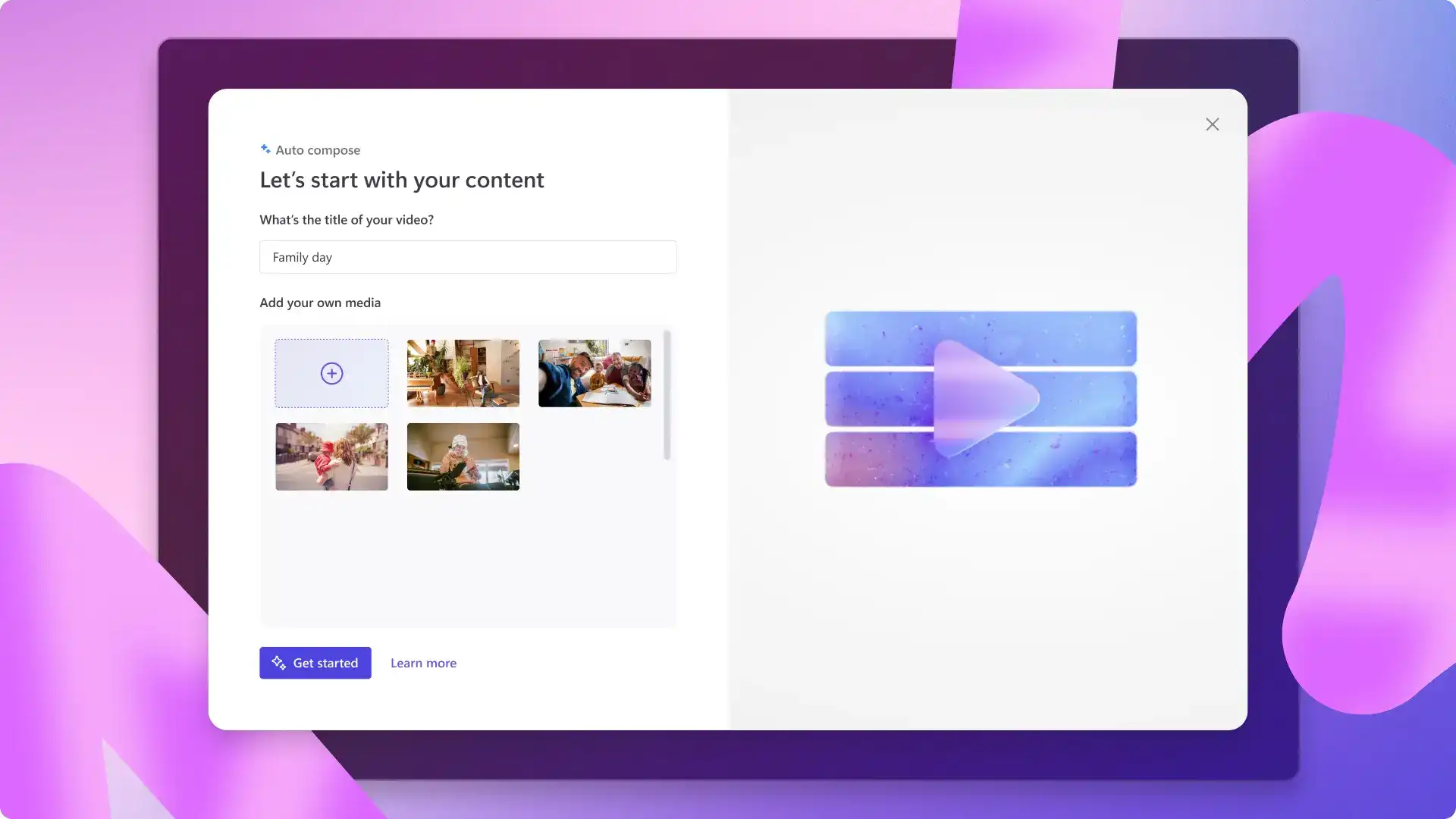 Seorang pengguna sedang membuat video dengan editor video AI dalam Clipchamp.