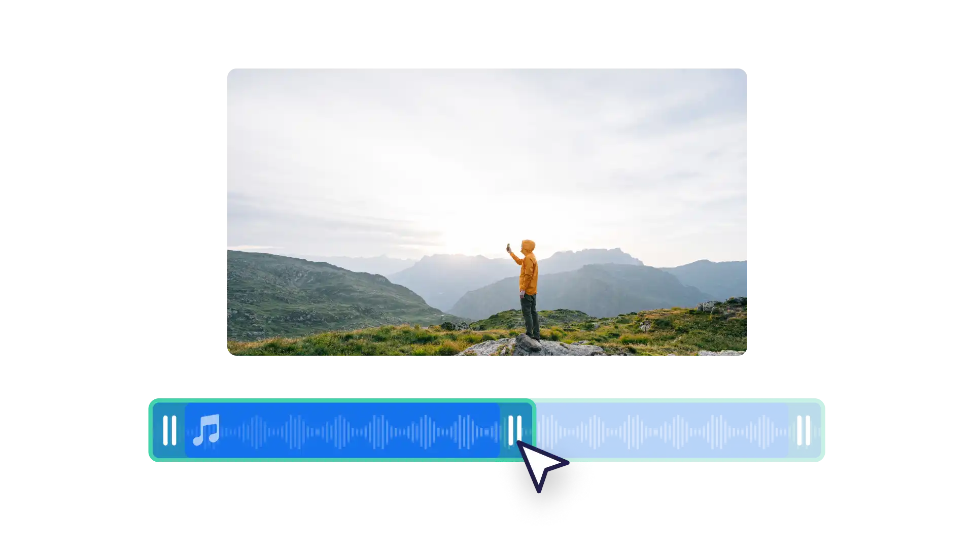Użytkownik przycinający ścieżkę audio w aplikacji Clipchamp