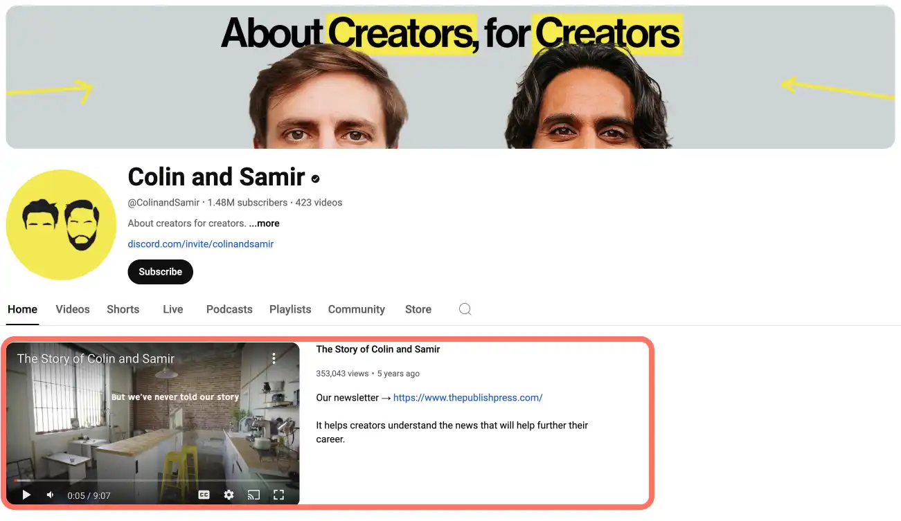 Приклад трейлера для YouTube-каналу Colin and Samir