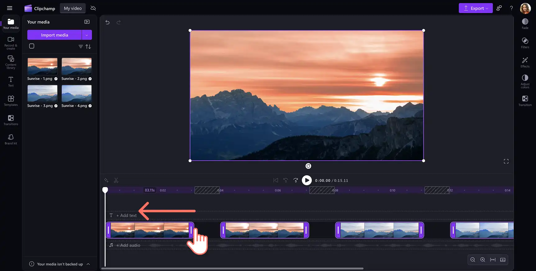 Clipchamp 여러 자산을 트리밍하는 사용자