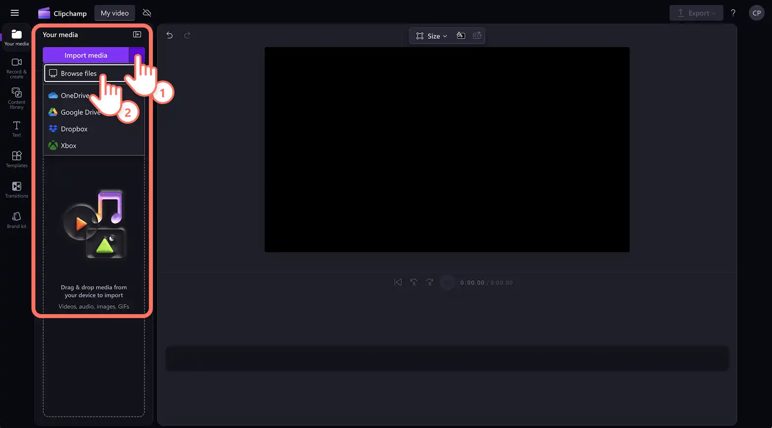 Un utente che importa un video con audio.