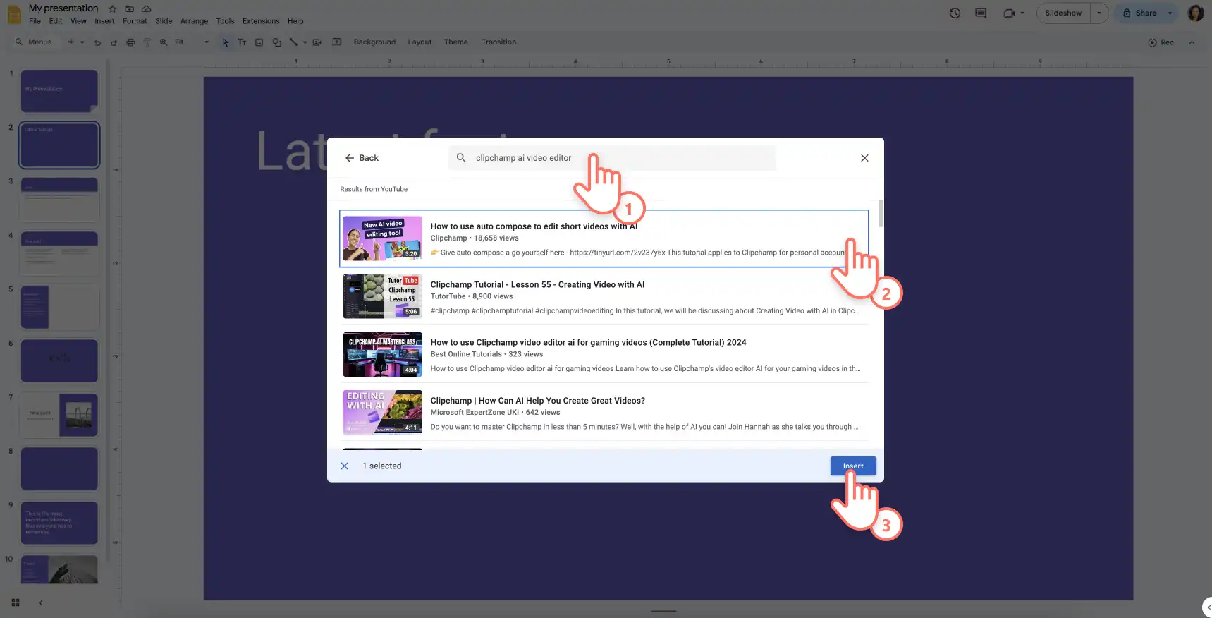 Adding a YouTube video to Google Slides