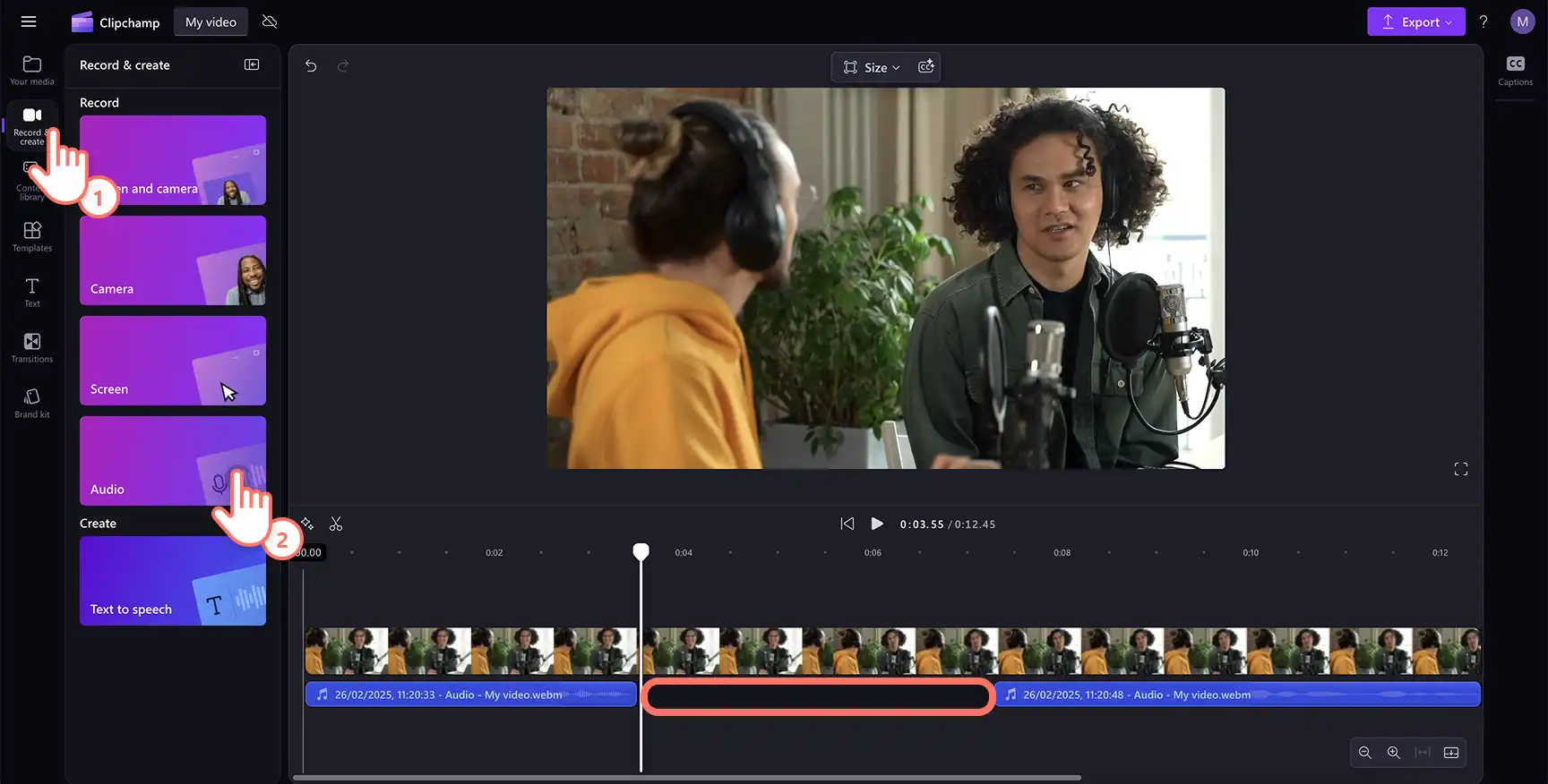 Como substituir erros em seus vídeos regravando sua voz no Clipchamp