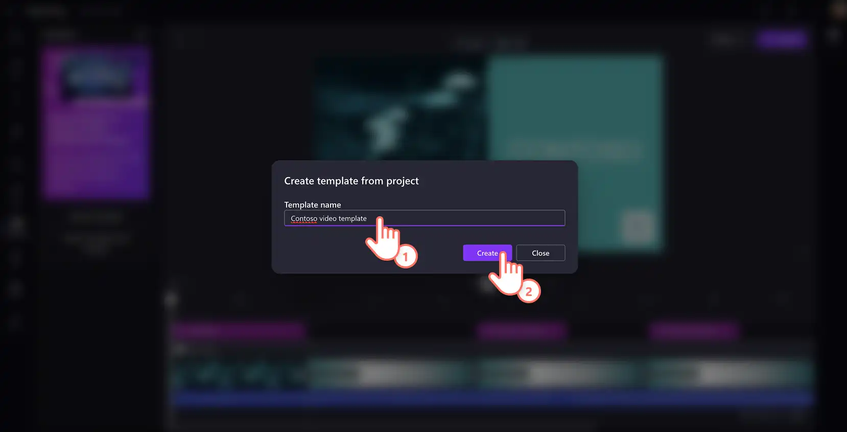 A user labeling a video template in Clipchamp