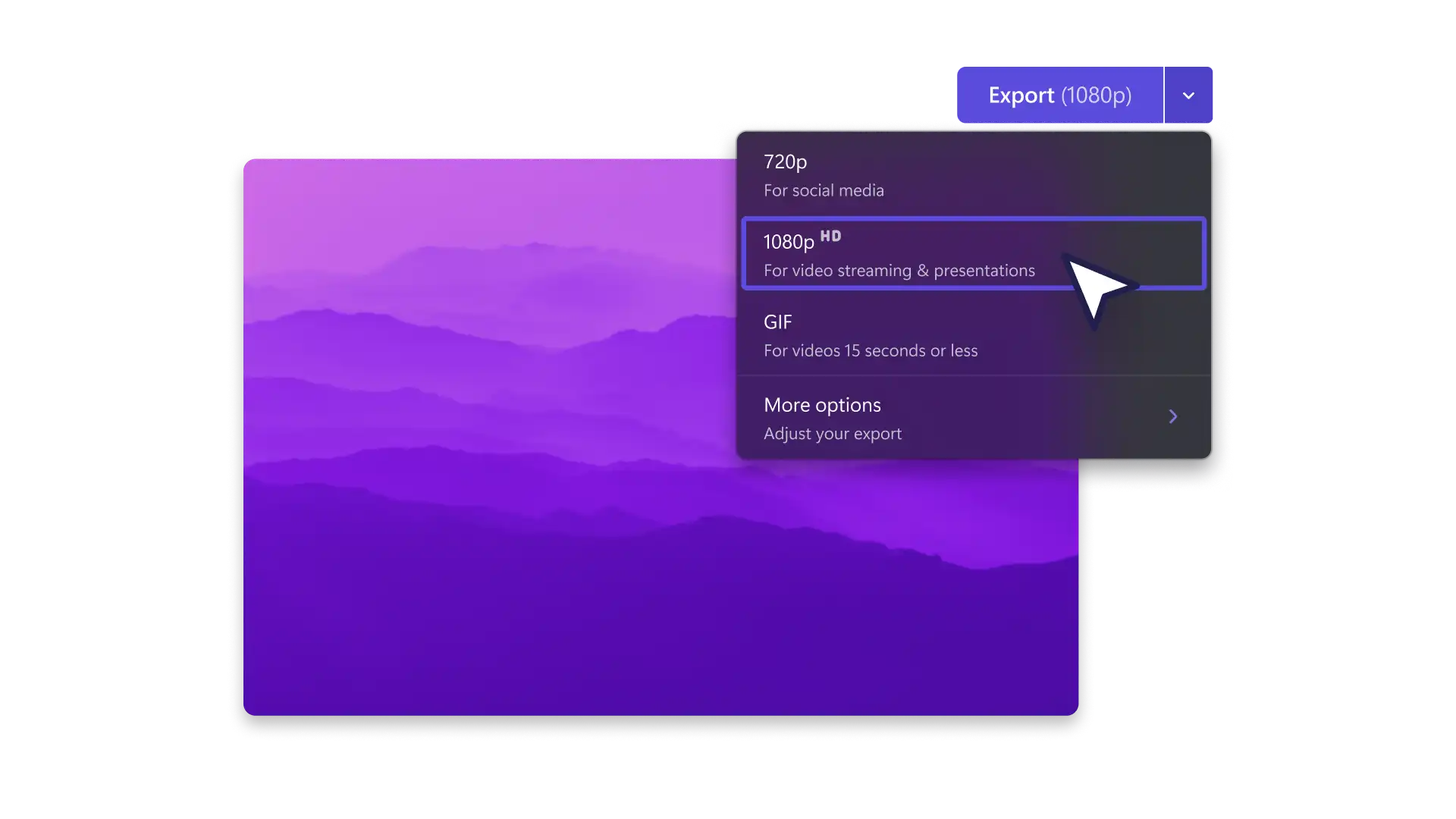 Imagine cu salvarea unui videoclip la calitate înaltă în Clipchamp
