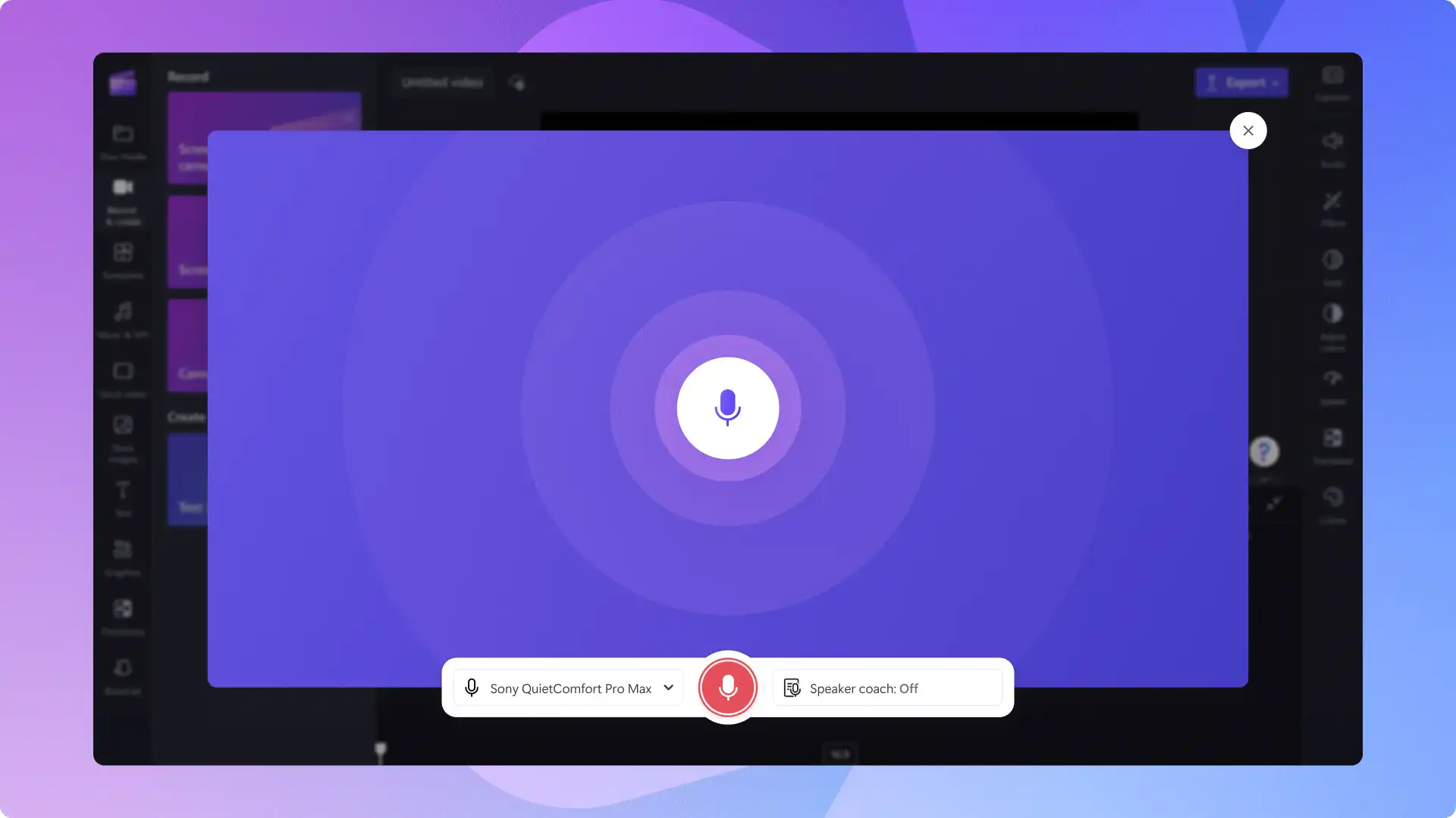 Imej alih suara dalam Clipchamp.
