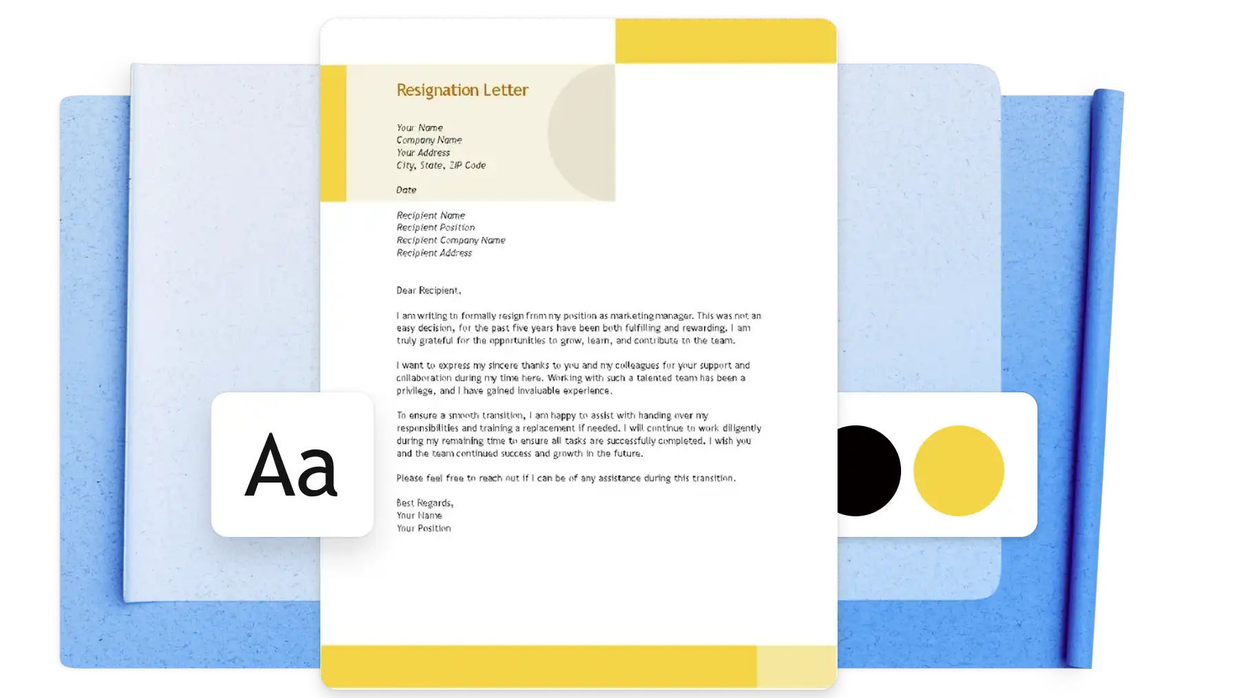 Microsoft Wordの辞表テンプレート。